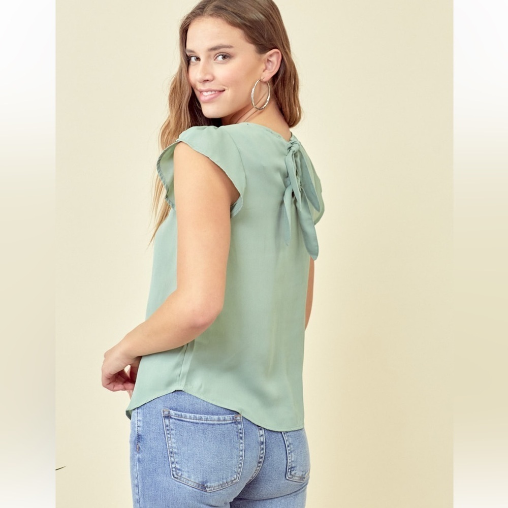 Tie Back Cap Sleeve Blouse